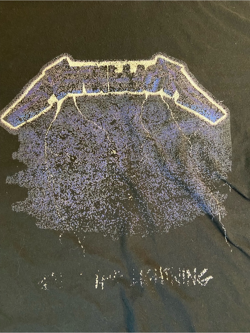 Black Short-Sleeve Graphic Tee with Faded Blue Band Logo - Picture 2 of 5